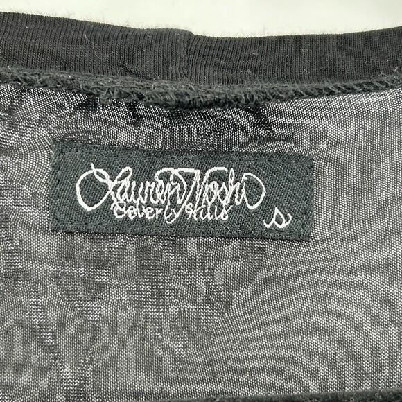 LAUREN MOSHI Black White Diamond Print Micro Modal V-Neck T-Shirt Size Small - Picture 4 of 6